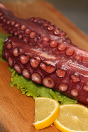close up of cooked octopusの写真素材