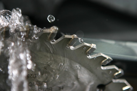Closeup of a circular saws bladesの写真素材