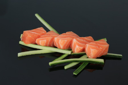 fresh salmon sashimi filletの写真素材