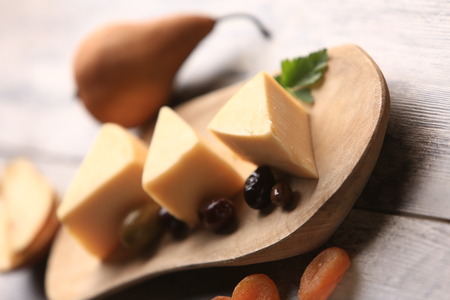 Slices of cheese arranged in a specific wayの写真素材
