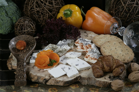 Various types of cheese next to each otherの写真素材