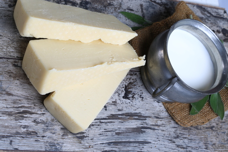 Slices of cheese arranged in a specific wayの写真素材