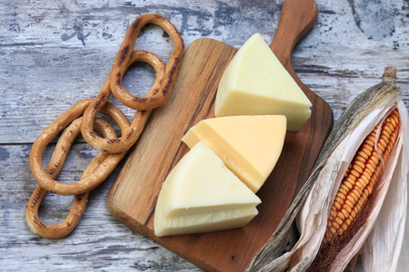 Slices of cheese arranged in a specific wayの写真素材
