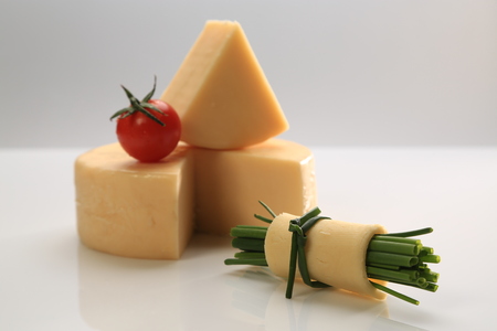 Different types of cheese slicesの写真素材