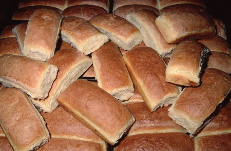Many breads, hot dog buns on one placeの写真素材