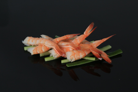 A set of some sashimi shrimp, closeupの写真素材