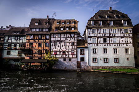 Old Town Houses in Petite France District in Strassburg, Alsaceの写真素材