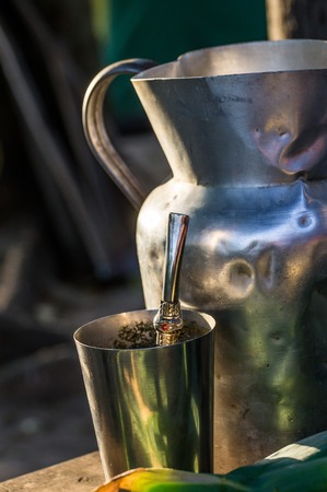 Terere cold mate herb drink in Paraguayの写真素材