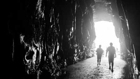 Cathedral Caves, South Island, New Zealand on February 24, 2016: The Cathedral Caves are only accessible within two hours of low tideのeditorial素材