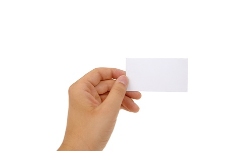 hand holding blank business card with clipping pathsの写真素材