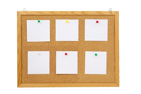 photo of collection of various note papers on cork board の写真素材