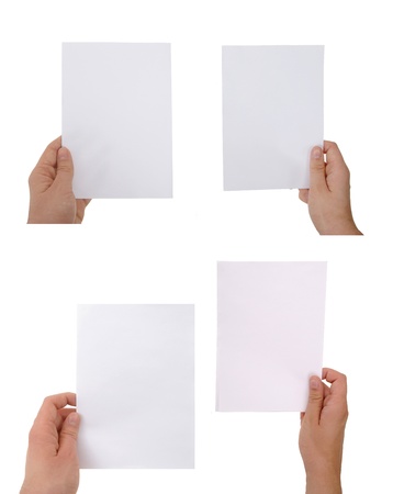 hand holding paper sheet with clipping pathsの写真素材