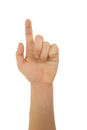 photo of pointing finger with clipping pathsの写真素材
