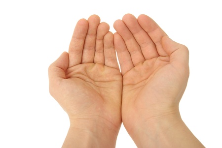 a photo of hand with clipping pathsの写真素材