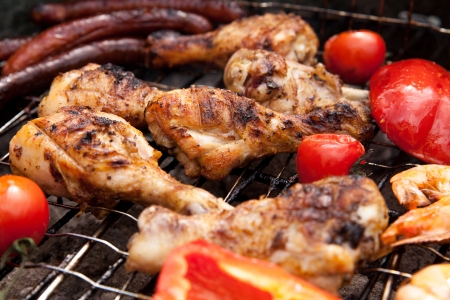 Detailed view of grilled chickenの写真素材