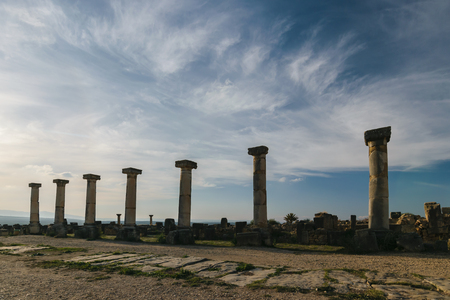 Volubilis seven columns, Moroccoの写真素材