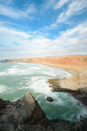 Rough colorful coastline, Atlantic, Moroccoの写真素材