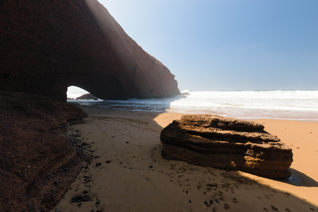 Red arch beach Legzira, Souss-Massa Draa, Moroccoの写真素材