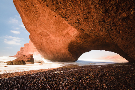Red arch beach Legzira, Souss-Massa Draa, Moroccoの写真素材