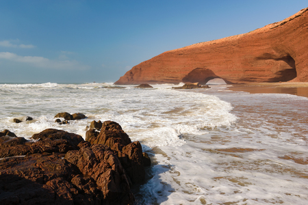 Red arch beach Legzira, Souss-Massa Draa, Moroccoの写真素材