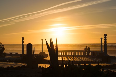 Last sunlight hits the beach, Aglou Plage, Moroccoの写真素材