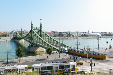 Liberty Bridge in Budapest, Hungaryのeditorial素材
