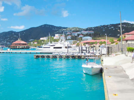 st  thomas pier, the docked boat, scienic viewの写真素材