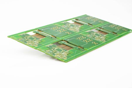 Multiplied printed circuit boards PCB isolated on the white background. PCB assembly.の写真素材