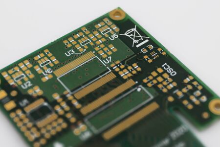 Multiplied printed circuit boards PCB isolated on the white background. PCB assembly.の写真素材