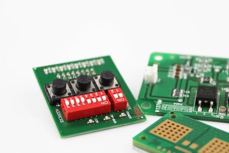 Set of electronic components isolated on white background. PCB assemblyの写真素材