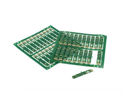 Multiplied printed circuit boards PCB isolated on the white background. PCB assembly.の写真素材