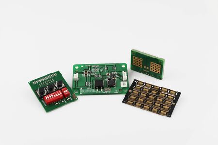 Set of electronic components isolated on white background. PCB assemblyの写真素材