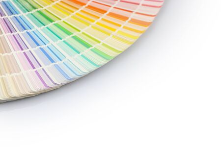 Color swatches book. Rainbow sample colors catalog. Isolated on white background. Color guide for designの写真素材
