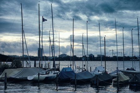 Boats on Alster Lakeのeditorial素材