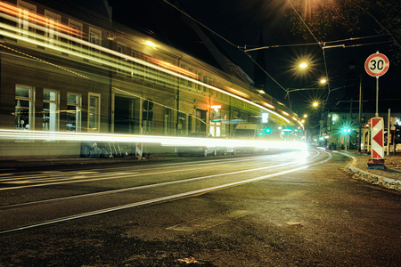 Time Exposure Train lightsのeditorial素材
