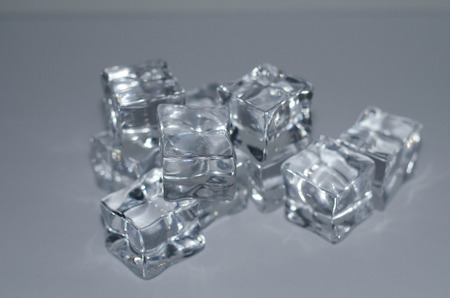 Artificial ice cubes isolated on white backgroundの写真素材