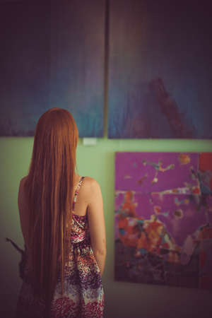 girl in galleryの写真素材