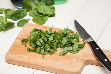 chopped spinachの写真素材