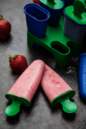 Homemade strawberry ice creamの写真素材