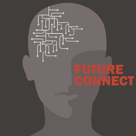 Artificial intelligence connection. Human brain circuit. Future concept design vector illustrationのイラスト素材