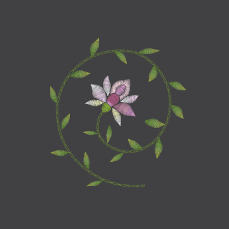 Embroidery ethnic floral patternのイラスト素材