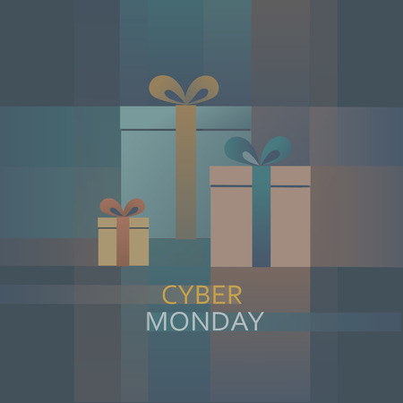 Cyber Monday present box background. Sales banner eps10 vector illustration.のイラスト素材