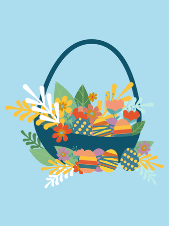 Easter greeting card, Easter basket.のイラスト素材