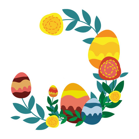 easter wreath for vector twigs and greetings with easterのイラスト素材