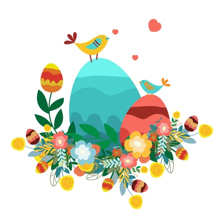 easter wreath for easter twigs and greetingsのイラスト素材