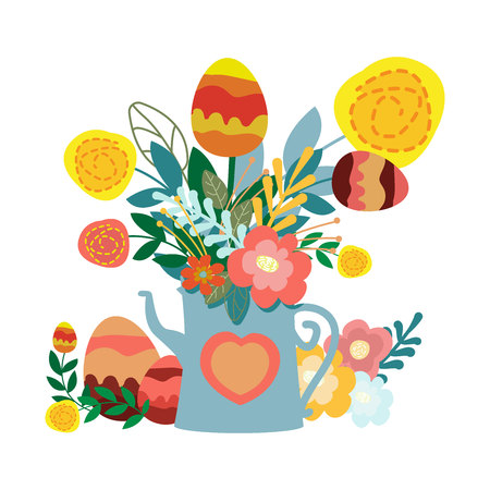 easter wreath for vector twigs and greetings with easterのイラスト素材