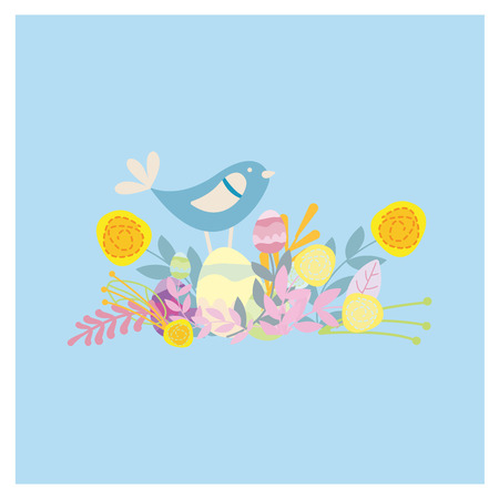 decorative easter flower borderのイラスト素材