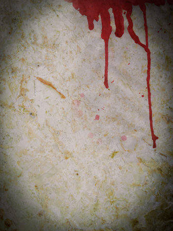 Bloody background, scary old marble wall with bloody. Concept of horror and Halloweenの写真素材
