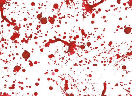 Splash of blood on white background. Concept of horror and Halloweenの写真素材