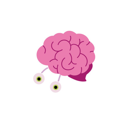 Brain with eyes, flat vector illustration, Halloween sticker. Dish for Halloween, weird food.のイラスト素材
